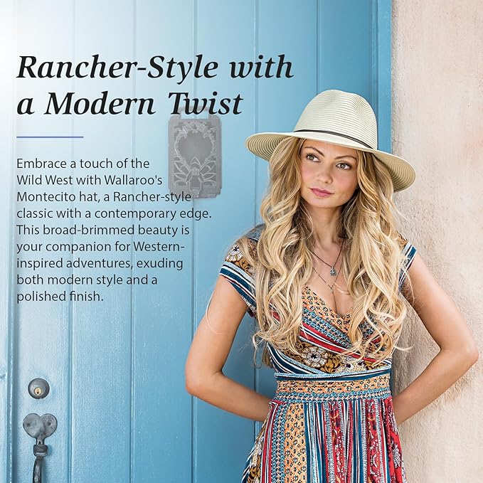 Wallaroo Hat Company Women’s Monetecito Fedora – UPF 50+ UV Protection, Wide Brim, Medium Size, Packable, Adjustable Sun Hat