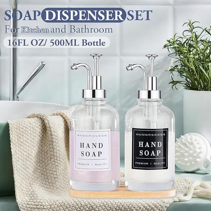 Glass Soap Dispenser with Pump, Countertop Soap and Lotion Dispenser Set of 2 - Image 3