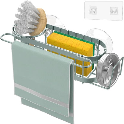 Cisily Sage Green Kitchen Sink Caddy Sponge Holder in the Sink, Stainless Steel - Image 2
