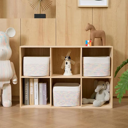 Small Organizing Baskets for Cubes Shelf, 9.7x9.7x7.1 Inch Rope Woven Storage - Image 3