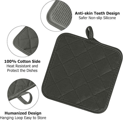 Kitchen Set Pack Of 5, Oven Mitts Pot Holders Pad And Towel Set, Heat Resistant - Image 4
