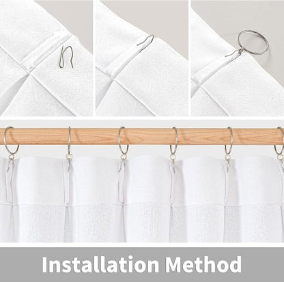 YoungsTex White Linen Curtains for Living Room 95 Inch Long 2 Panels, Semi - Image 7