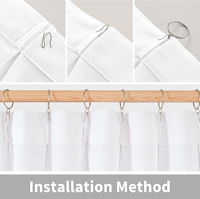 YoungsTex White Linen Semi Sheer Curtains 108 Inch Length 2 Panels, Light Filtering Window Drapes Extro Long for Living Room Bedroom, 40 X 108 Inch