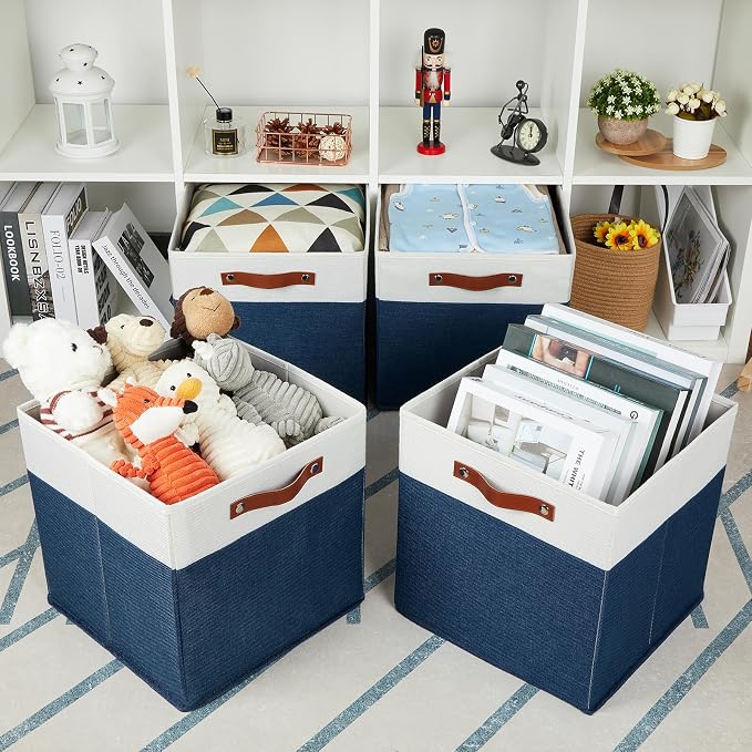 HNZIGE Cube Storage Baskets, Fabric Storage Cubes 12 x 12, Decorative Storage - Image 5