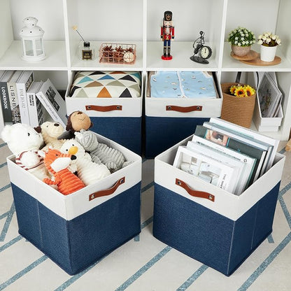 HNZIGE Cube Storage Baskets, Fabric Storage Cubes 12 x 12, Decorative Storage - Image 5