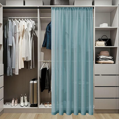 Tollpiz Sheer Door Curtain Closet Linen Textured Curtain Sheers Doorway Light - Image 3