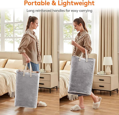 Lifewit 2 Pack Laundry Hamper Large Collapsible Laundry Baskets, Freestanding Waterproof Clothes Hamper with Easy Carry Handles in Laundry Room Bedroom Bathroom College Dorm for Adults, Black, 2 x 80L