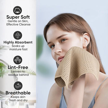 Microfiber Waffle Face Towels, 2 Pieces, Fast Drying, Lint Free - Image 4