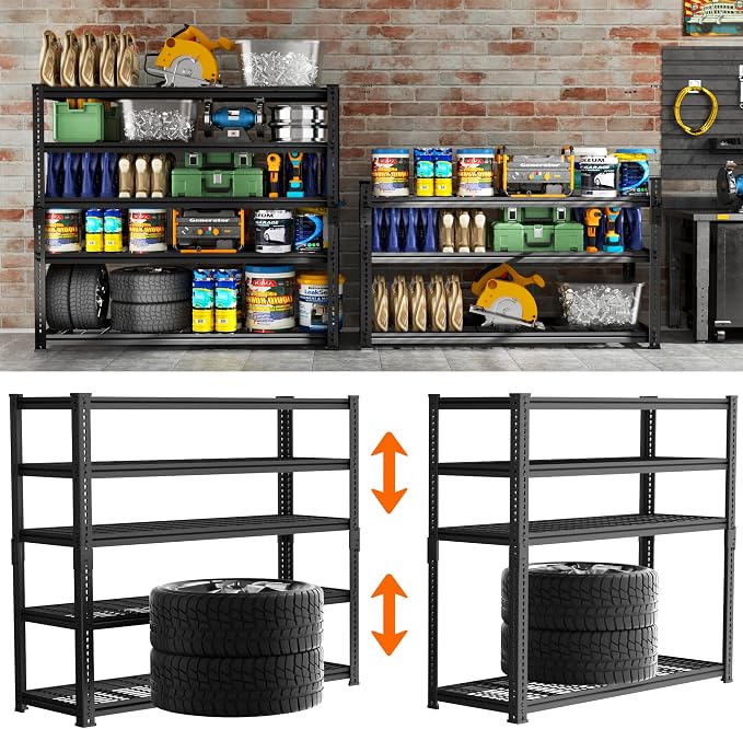ROOMTEC Garage Shelving, 5 Tier Adjustable Metal Organizer Wire Rack - Image 7