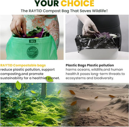 RAYTID 13 + Gallon Compostable Trash Bags, Extra Thick 1.1 Mil, Tall Kitchen - Image 7