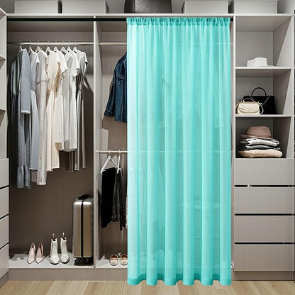 Tollpiz Sheer Door Curtain Closet Linen Textured Curtains Sheer Doorway Light - Image 3