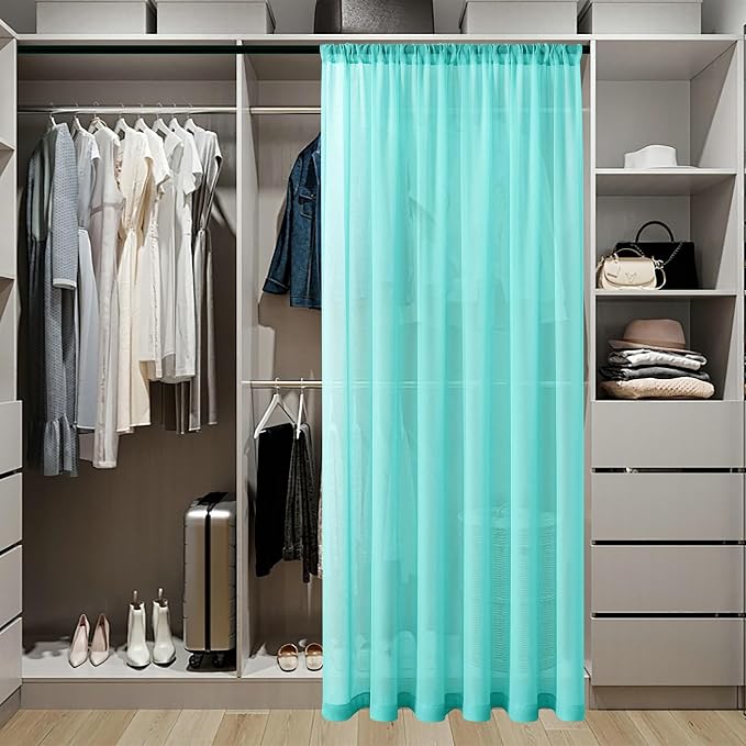 Tollpiz Short Sheer Door Curtains Closet Linen Textured Curtains Sheer Doorway - Image 3
