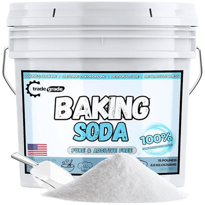 TradeGrade Pure Baking Soda Powder – 15 lb Bucket, Sodium Bicarbonate Powder | by TradeGrade