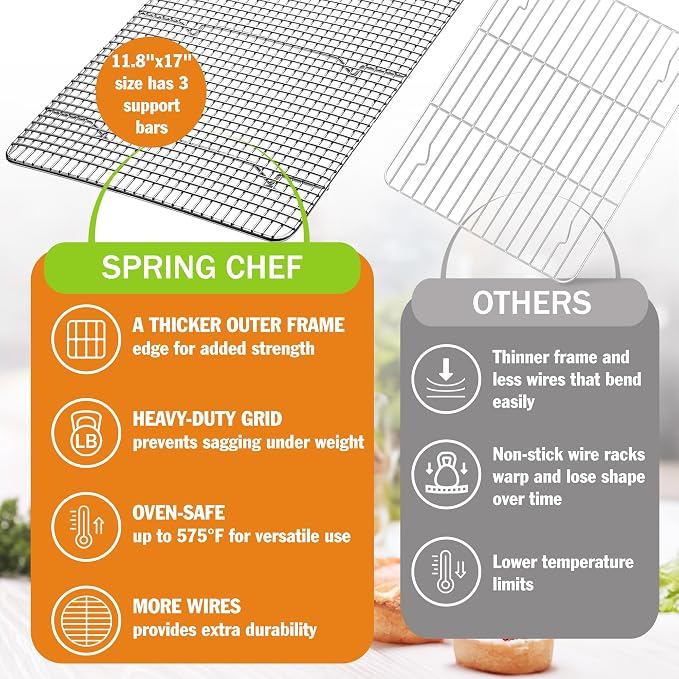 Spring Chef 11.5" x 16.5" Stainless Steel Cookie Cooling Rack - Image 3