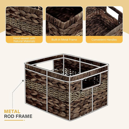 Water Hyacinth Wicker Basket, Decorative Woven Baskets - Image 3