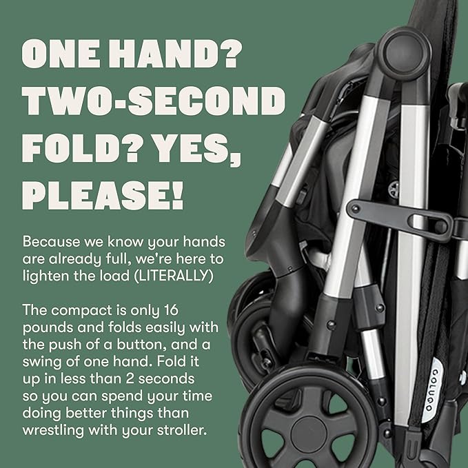 Colugo Compact Stroller - One Hand Fold Lightweight, Travel, Toddler, Airplane, Foldable Stroller with Rain Cover, Backpack and Cup Holder (Olive)