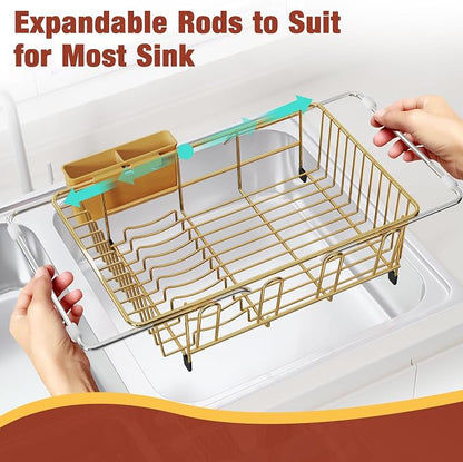JASIWAY Sink Dish Drying Rack, Expandable Stainless Steel Dish Rack Over Sink - Image 4