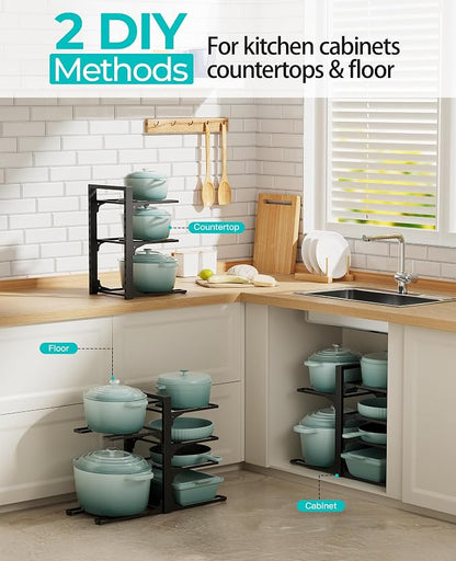 ORDORA 6-Tier Pots and Pans Organizer under Cabinet, Kitchen Cabinet Organizers - Image 3