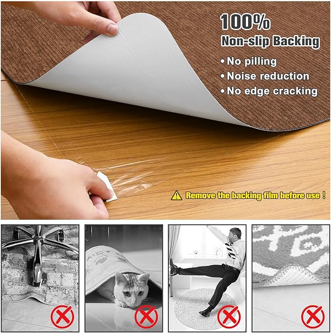 Placoot Desk Chair Mat for Hardwood Floor Corduroy Surface 1/6" Thick 55"x35" Office Chair Mat for Rolling Chairs-100% Large Anti-Slip Backing Under Desk Low-Pile Office Rug Floor Mat for Office/Home