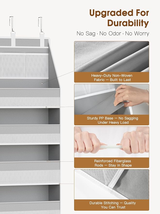 Criusia 2 Pack Over The Door Organizer, Heavy-Duty 6-Shelf Hanging Storage - Image 4