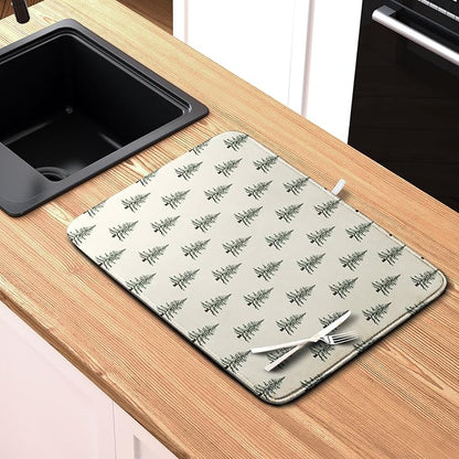Christmas Tree Dish Drying Mat Winter Xmas Holiday Drying Mats Microfiber - Image 6