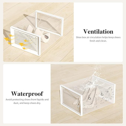 Kuject X-Large Shoe Storage Boxes Organizers Clear Plastic Stackable 12 Pack - Image 6