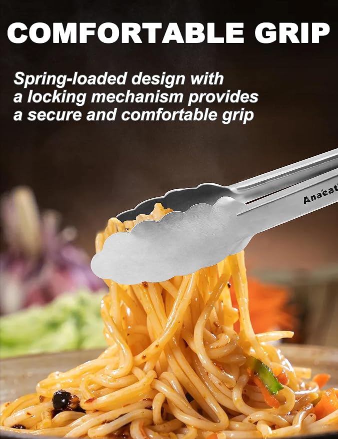 Anaeat 3 Pack 7" Mini Stainless Steel Cooking Tongs - Image 7