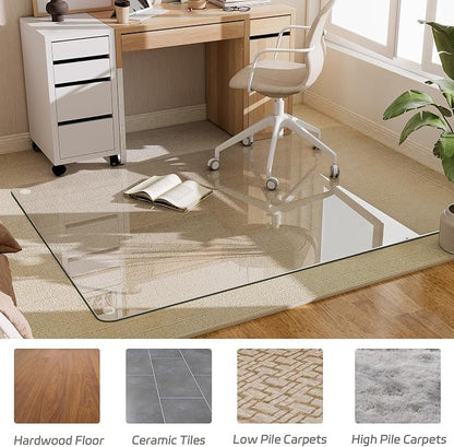 GLSLAND 36"x55" Tempered Glass Chair Mat Rectangle Heavy-Duty Floor Protector - Image 6