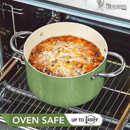 MICHELANGELO Stock Pot with Lid, 6 Quart Cooking Pot with Ceramic Coating - Image 5