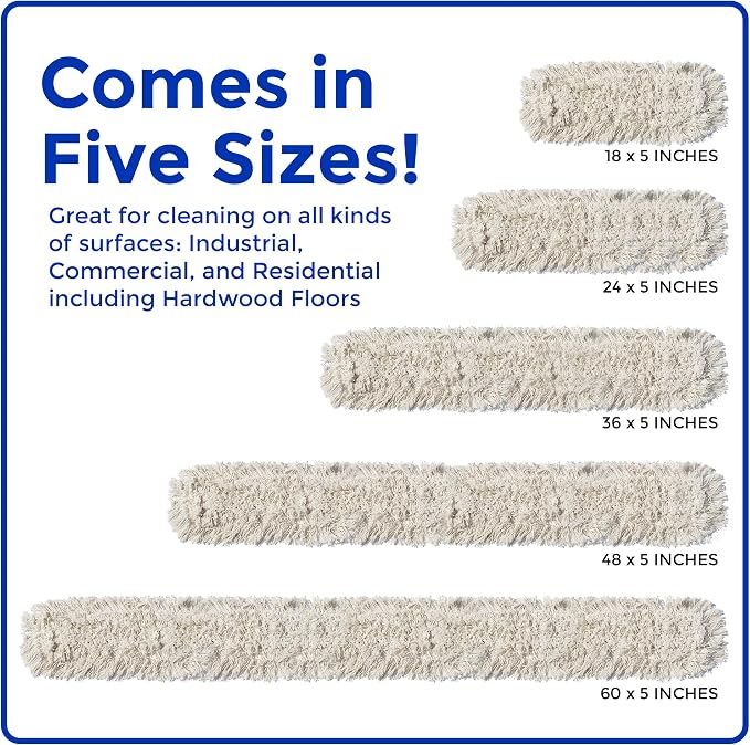 Nine Forty Industrial-Grade 60x5 Cotton Dust Mop Head Refills, Perfect - Image 2