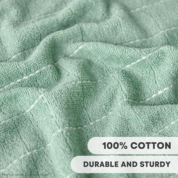 Artoid Mode Checkered Designed Cotton Light Green Terry Kitchen Dish Towels - Image 3