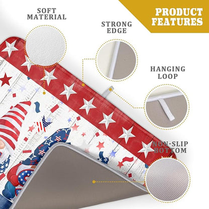 Giwawa 4th of July Gnomes Dish Drying Mat 18x24 inch Patriotic Elf Usa Stars - Image 4