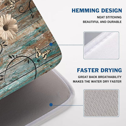 Dish Drying Mat for Kitchen Counter 18 x 24 Inch Rustic Vintage Daisy Floral - Image 4