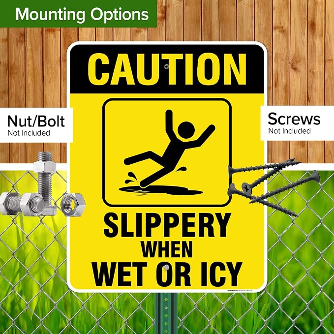 Caution Slippery When Wet Sign or ICY Sign, Indoor/Outdoor Use, USA MADE By My - Image 5