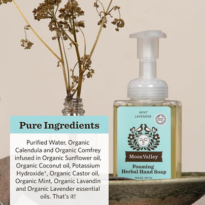 Moon Valley Herbal Foaming Hand Soap, Mint Lavender Two Pack, Recyclable Bottle - Image 3