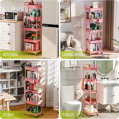 5 Tier Rolling Cart Organizer, Bathroom Cart Organizers - Image 6
