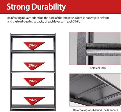 78" H Garage Shelving, Metal Storage Shelves, 3000LBS Heavy Duty Shelving - Image 4