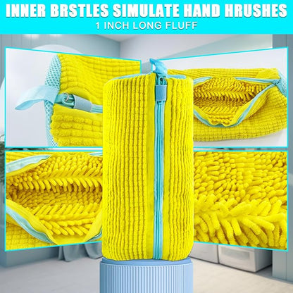 XXL Shoe Washing Machine Bag - 2-Pack Reusable Shoe Cleaning Bags, 360° Deep Clean for Tennis Shoes, Sneakers and Slippers, Includes 2 Storage Dust Bags (Yellow)