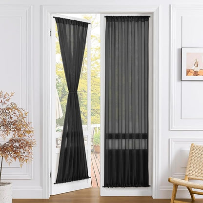 Tollpiz Sheer Door Curtain Closet Linen Textured Curtains Sheer Doorway Light by Tollpiz