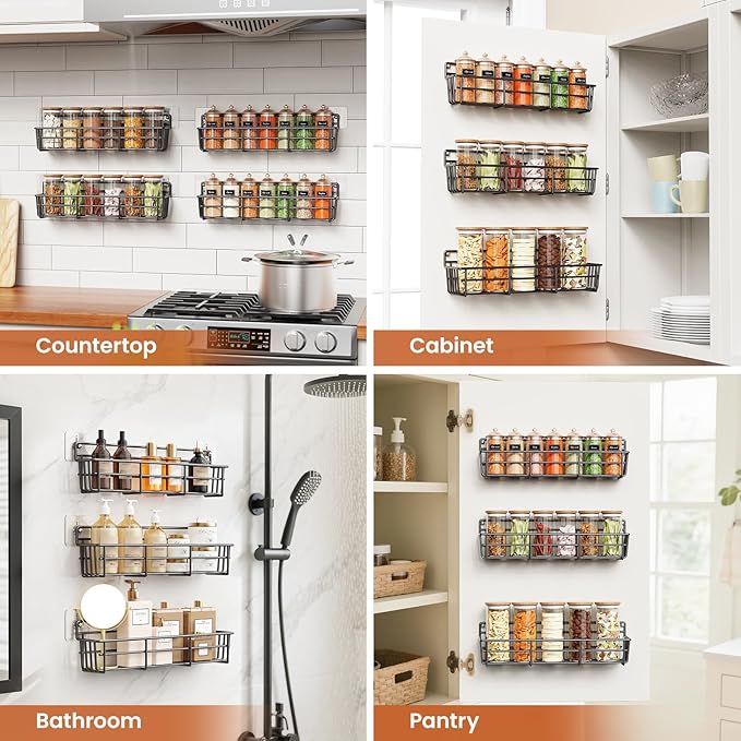 Mystozer Spice Rack wall mounted 6 Pack, Space-Saving Spice Organizer - Image 7