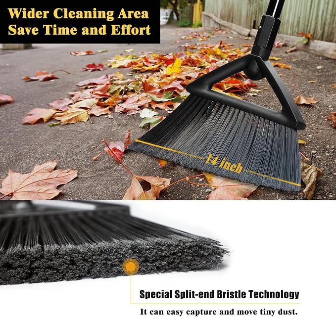 Outdoor Indoor Broom Heavy Duty, 4 Pack Commercial Angle Broom, Ideal of House - Image 2