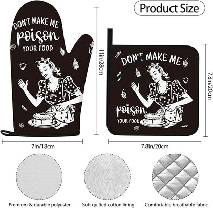 Funny Oven Mitts and Pot Holders Sets Black Kitchen Accessories Cute Kitchen - Image 4