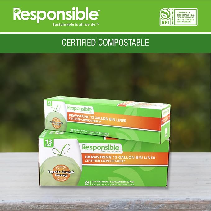 Responsible Products Kitchen Bin Liners, Certified Compostable, Heavy Duty - Image 5