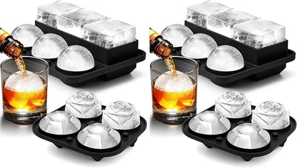 Ice Cube Tray with Lid, Silicone Ice Molds with Round, Large Ice Cube Mold by AMFOCUS