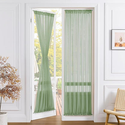 Tollpiz Sheer Door Curtains Closet Linen Textured Curtains Sheer Doorway Light by Tollpiz