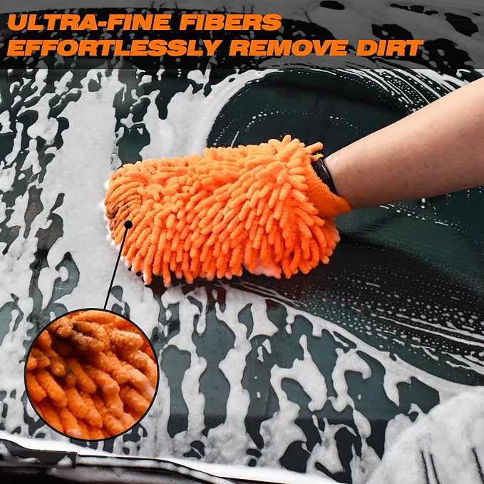 Raeyuan Car Wash Mitt Microfiber 3 Pack Scratch Proof & Lint-Free Wash Mitt - Image 2
