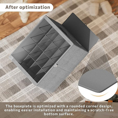 Shoe Organizer for Closet, 2 Pack Sturdy Shoe Storage Bins with Clear Cover, Fits 16-32 Pairs, Foldable Shoe Storage Box with Reinforced Handles (Grey, 19.7 * 15.7 * 12.6in)