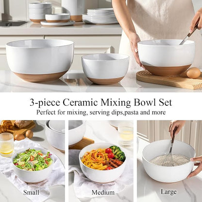 AmorArc Ceramic Mixing Bowls|Nesting Bowls Set of 3 - Image 4