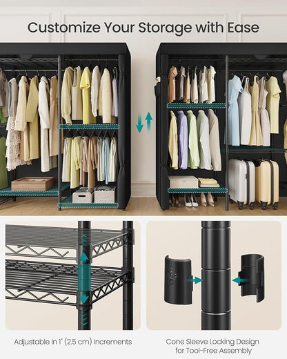 SONGMICS Heavy-Duty Clothes Rack, Garment Rack, Portable Closet, 68.7-Inch Wide - Image 4
