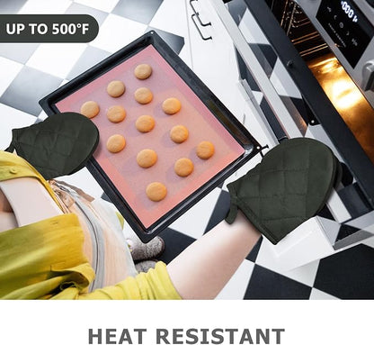 Short Oven Mitts, Heat Resistant 500°F, Silicone Grip Kitchen Gloves, Non-Slip - Image 6